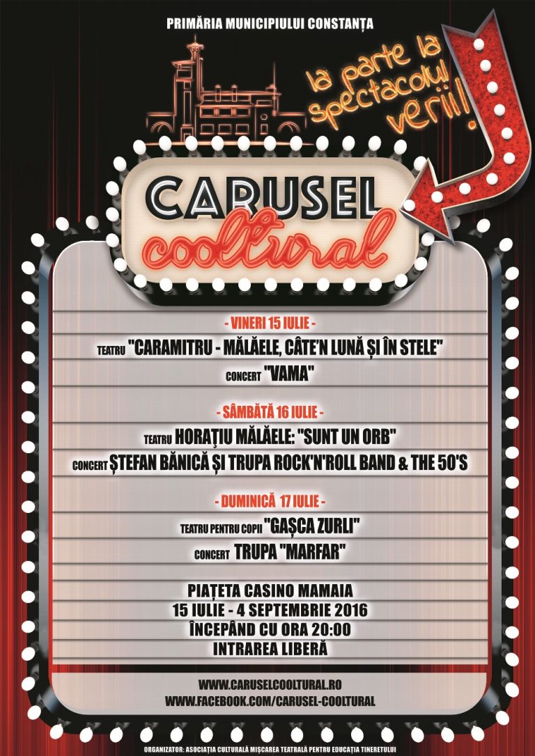 Mălăele, Caramitru şi Vama vă aşteaptă la Festivalul Verii – Carusel Cooltural!